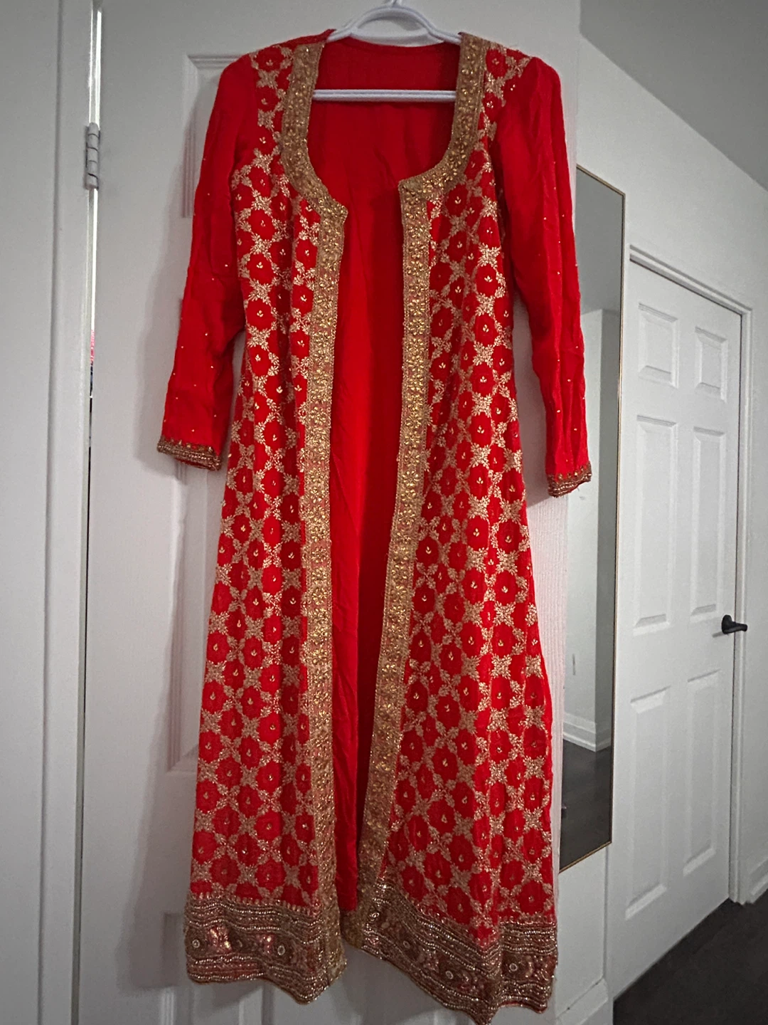 Tomato Red Embroidered 4 piece Suit - photo 5