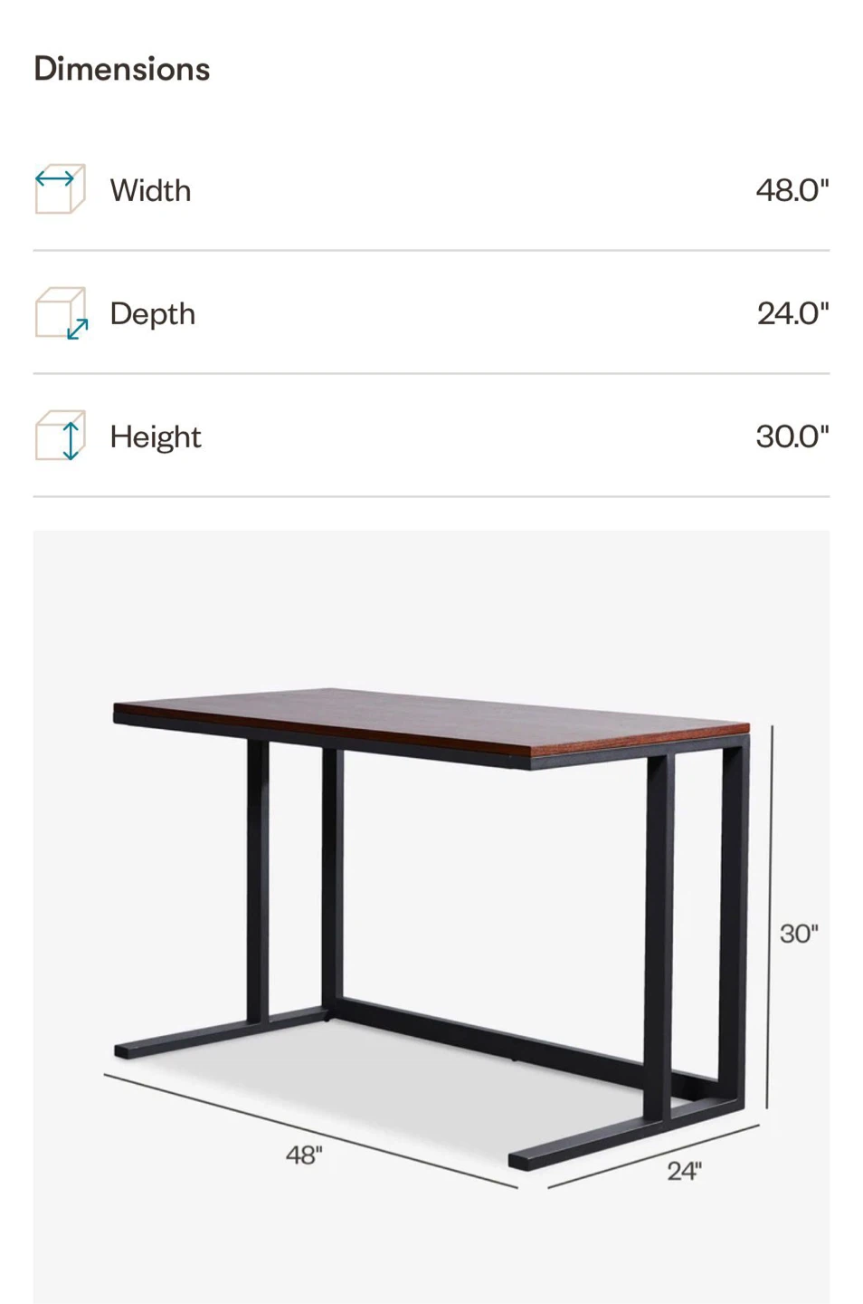 Glass Top Desk - 48" x 24" - photo 4