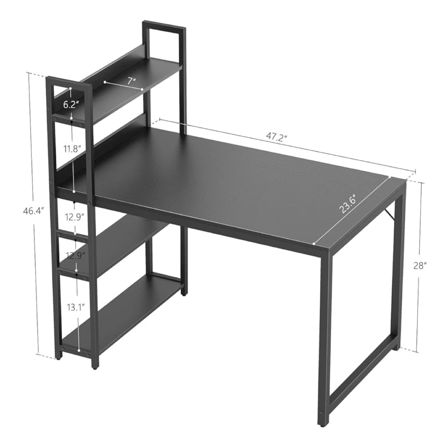 Black Computer Desk with Shelves - (brandnew) - photo 3