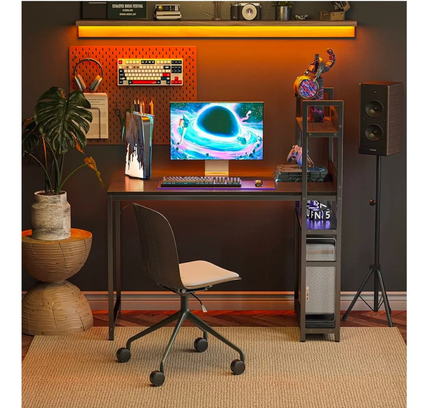 Black Computer Desk with Shelves - (brandnew) image indicator(6)