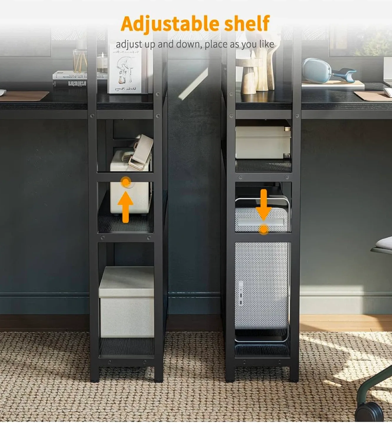 Black Computer Desk with Shelves - (brandnew) image indicator(4)