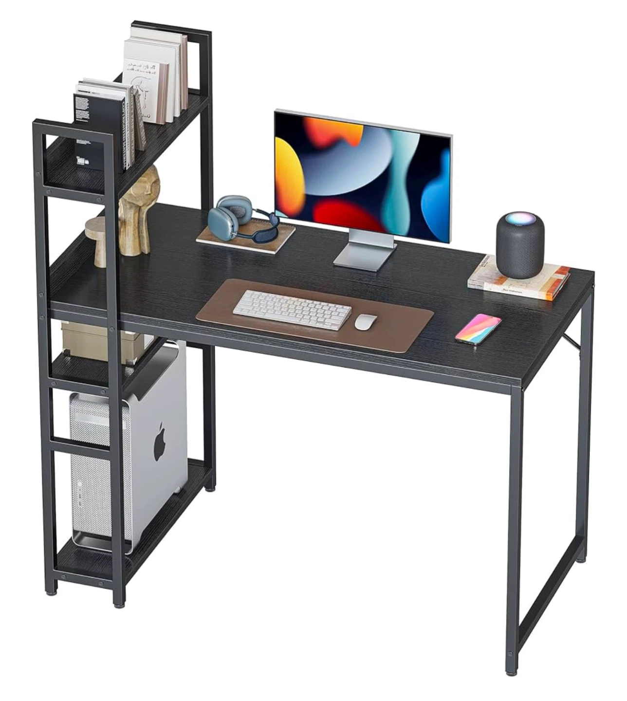Black Computer Desk with Shelves - (brandnew)
