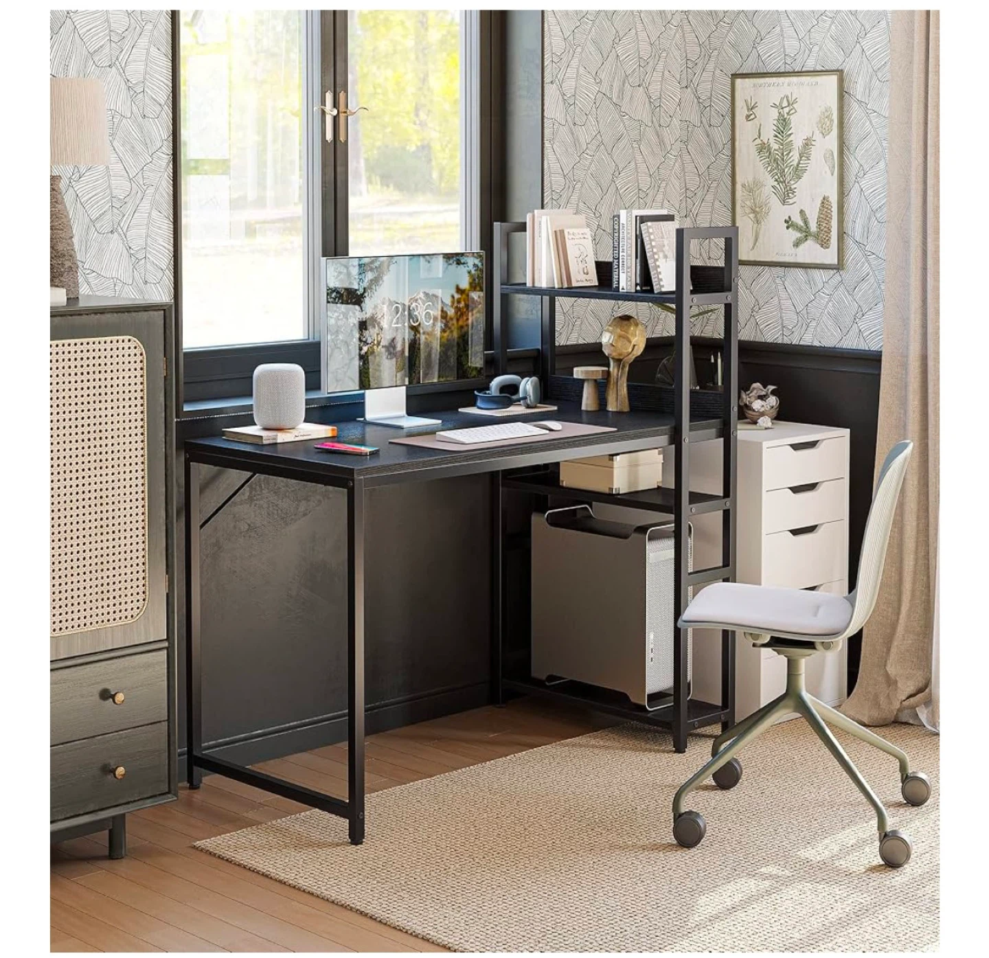 Black Computer Desk with Shelves - (brandnew) - photo 2