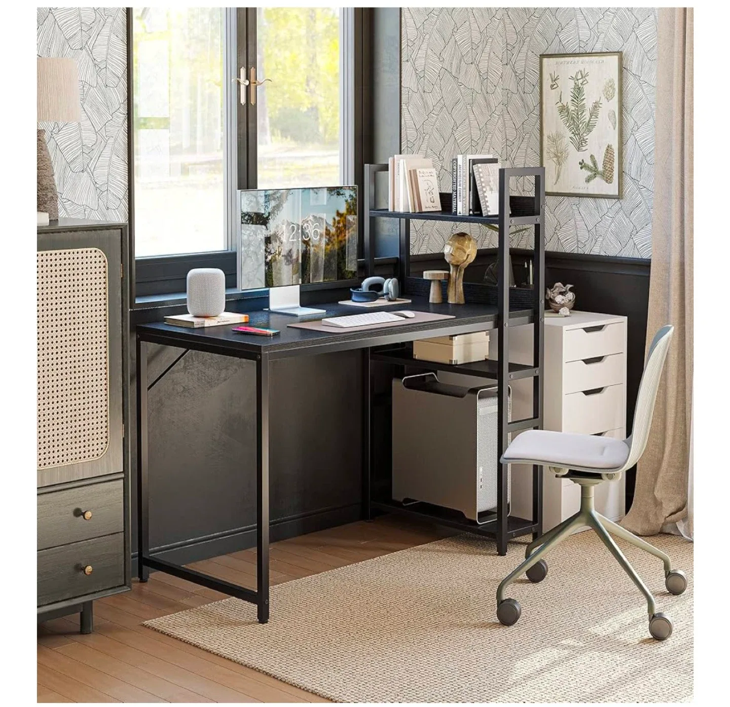 Black Computer Desk with Shelves - (brandnew) image indicator(2)