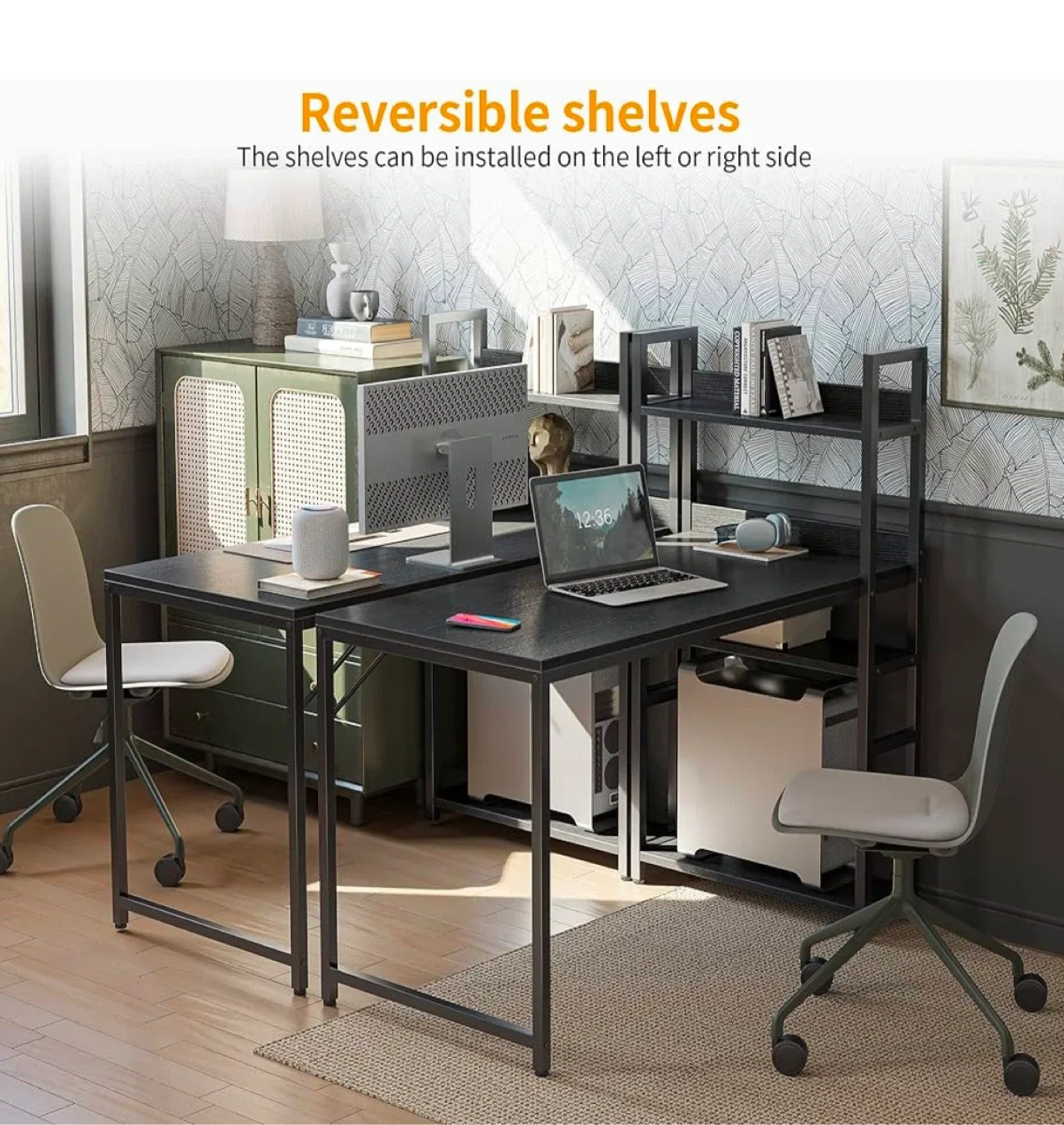 Black Computer Desk with Shelves - (brandnew) image indicator(7)