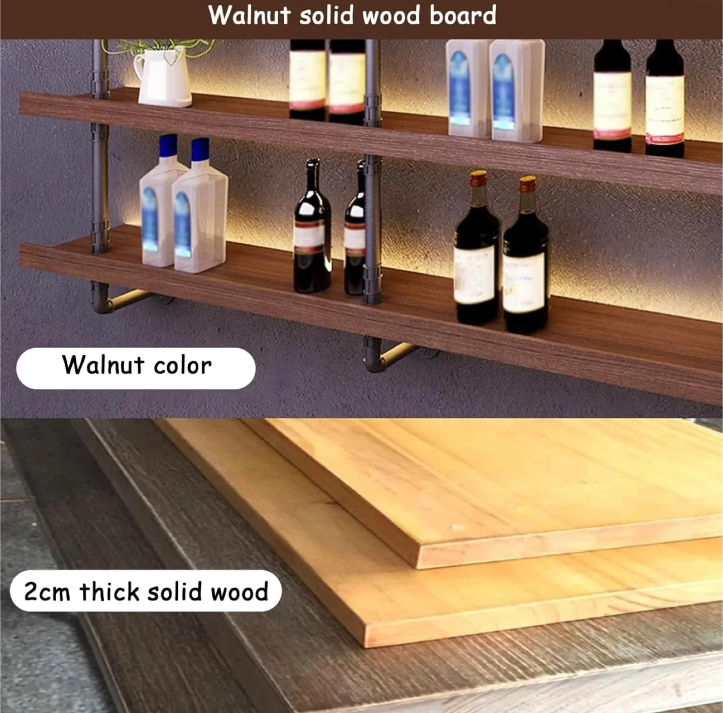 Industrial Style 3-Tier walnut Wall Shelf (brandnew) image indicator(5)