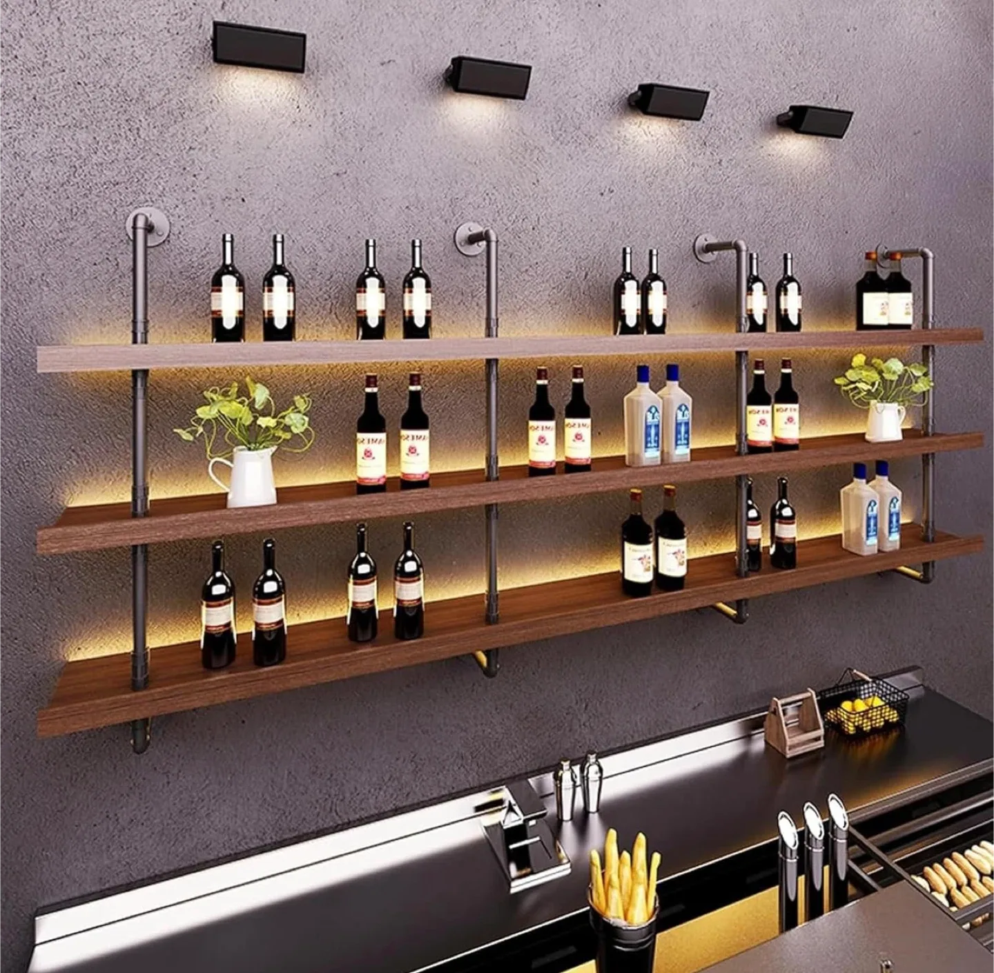 Industrial Style 3-Tier walnut Wall Shelf (brandnew) image indicator(6)