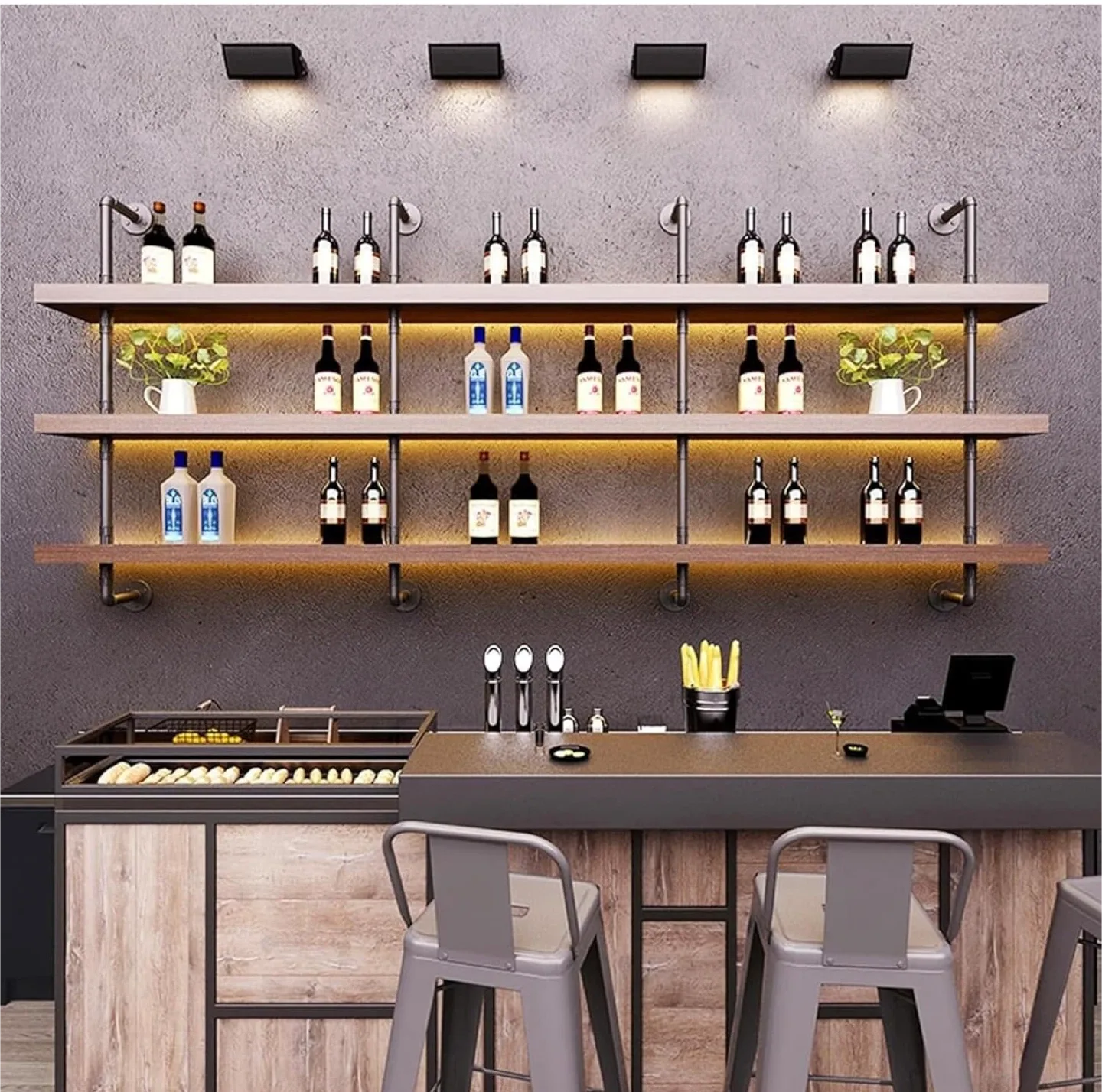 Industrial Style 3-Tier walnut Wall Shelf (brandnew) image indicator(4)