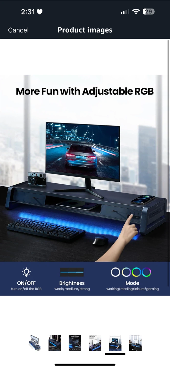 VonDerDeer 13-in-1 Monitor Stand w/ Adjustable RGB - photo 5