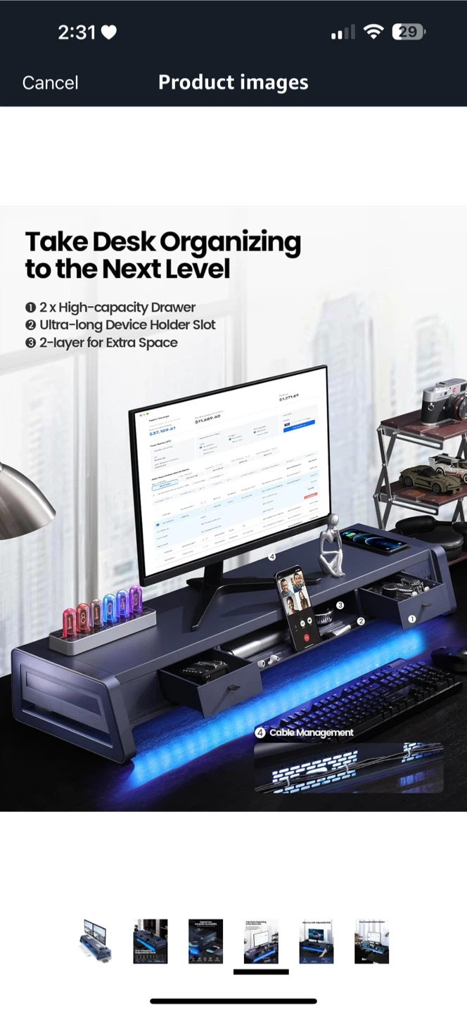 VonDerDeer 13-in-1 Monitor Stand w/ Adjustable RGB - photo 4