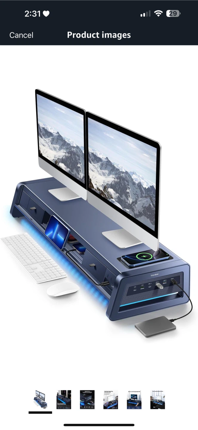 VonDerDeer 13-in-1 Monitor Stand w/ Adjustable RGB
