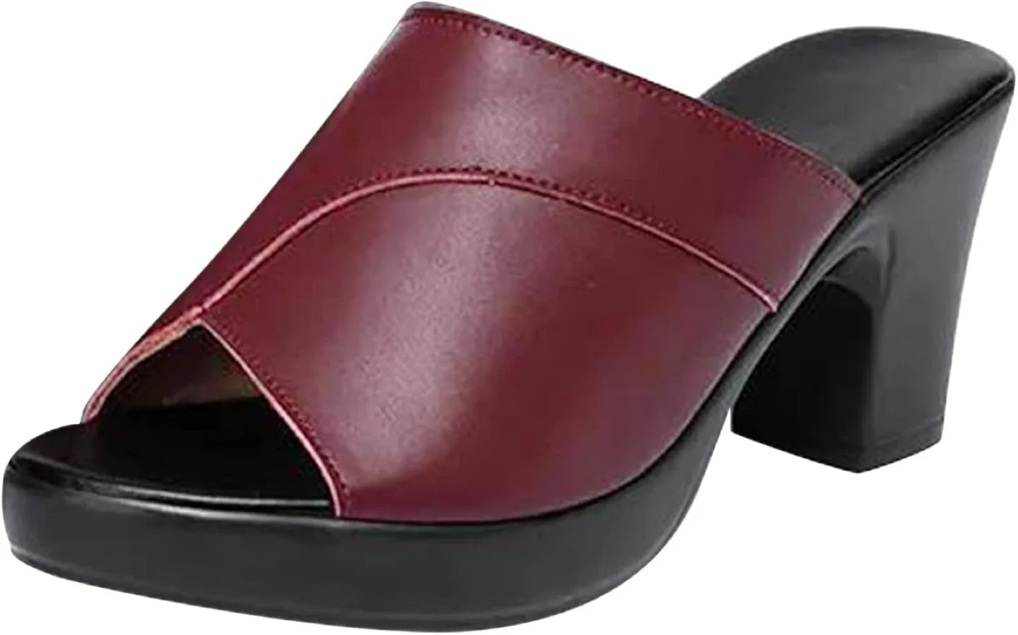 NEW Burgundy Leather Open Toe Mules - 36 thumbnail