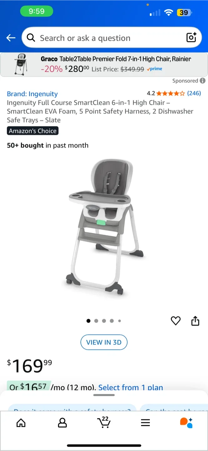 Ingenuity Full Course SmartClean 6-in-1 High Chair image indicator(5)