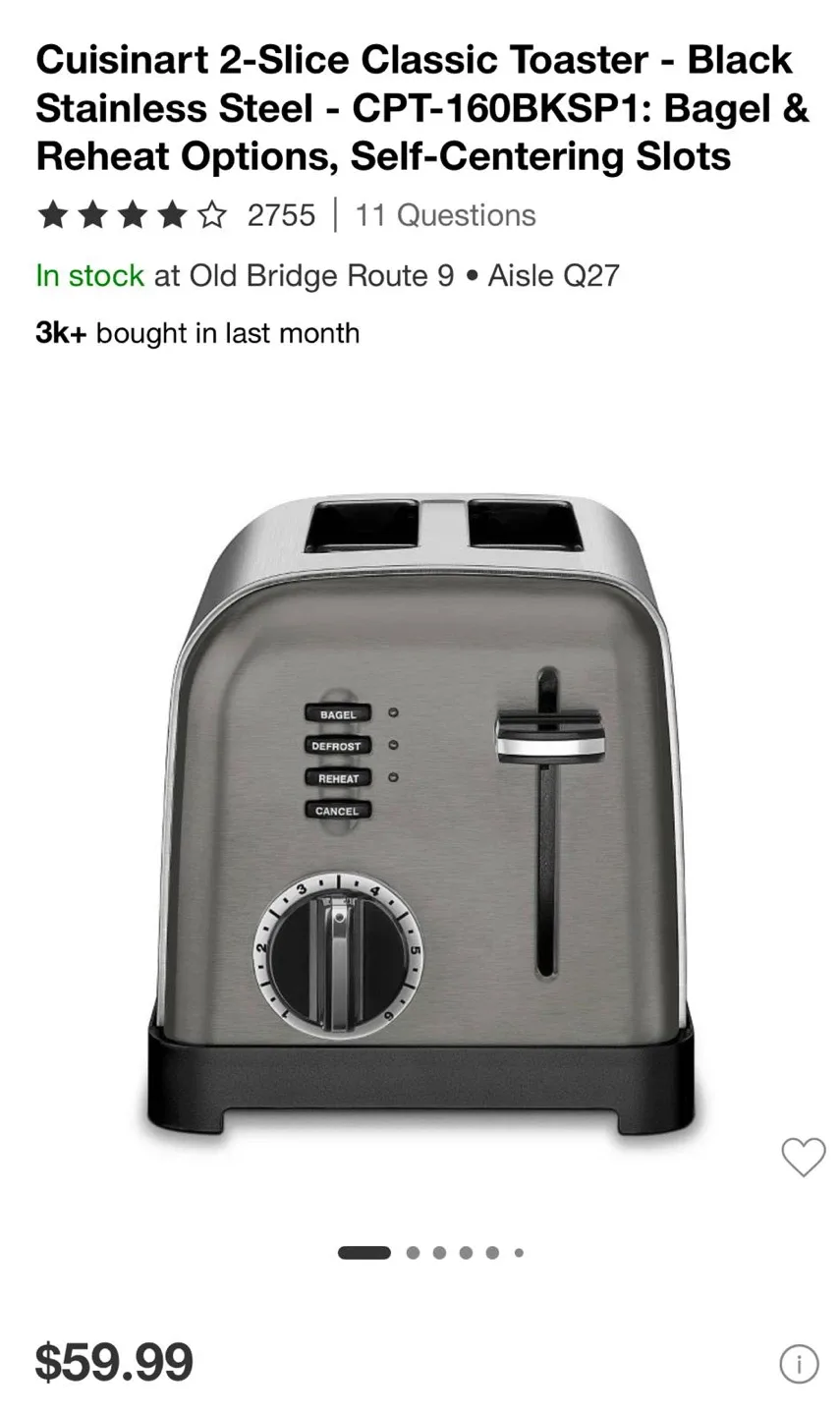 Cuisinart 2-Slice Toaster - Black Stainless Steel thumbnail