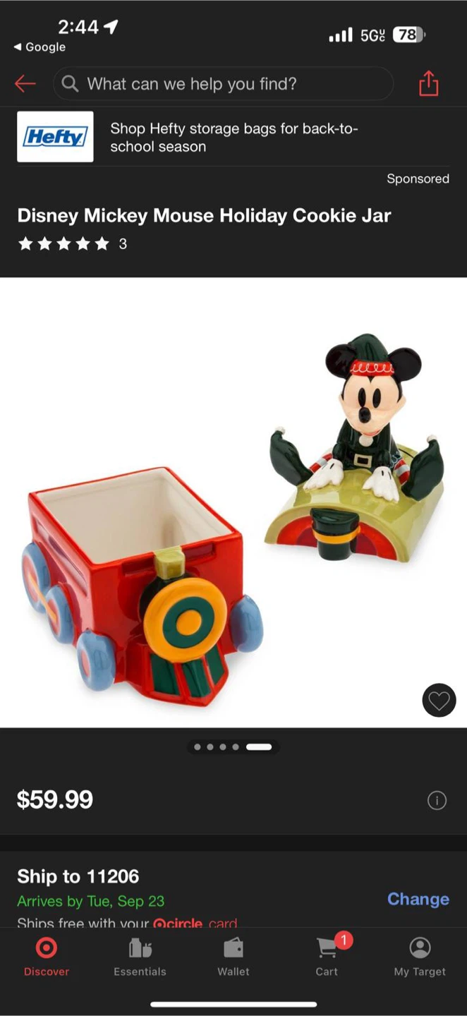 Disney Mickey Mouse Holiday Cookie Jar