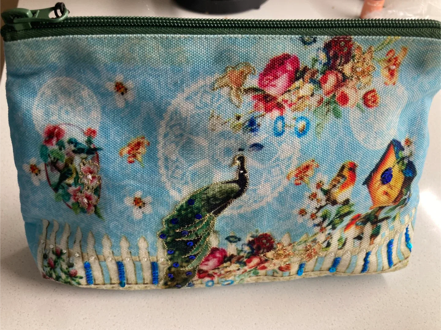 New Pinaken Peacock Floral Cosmetic Bag image indicator(2)