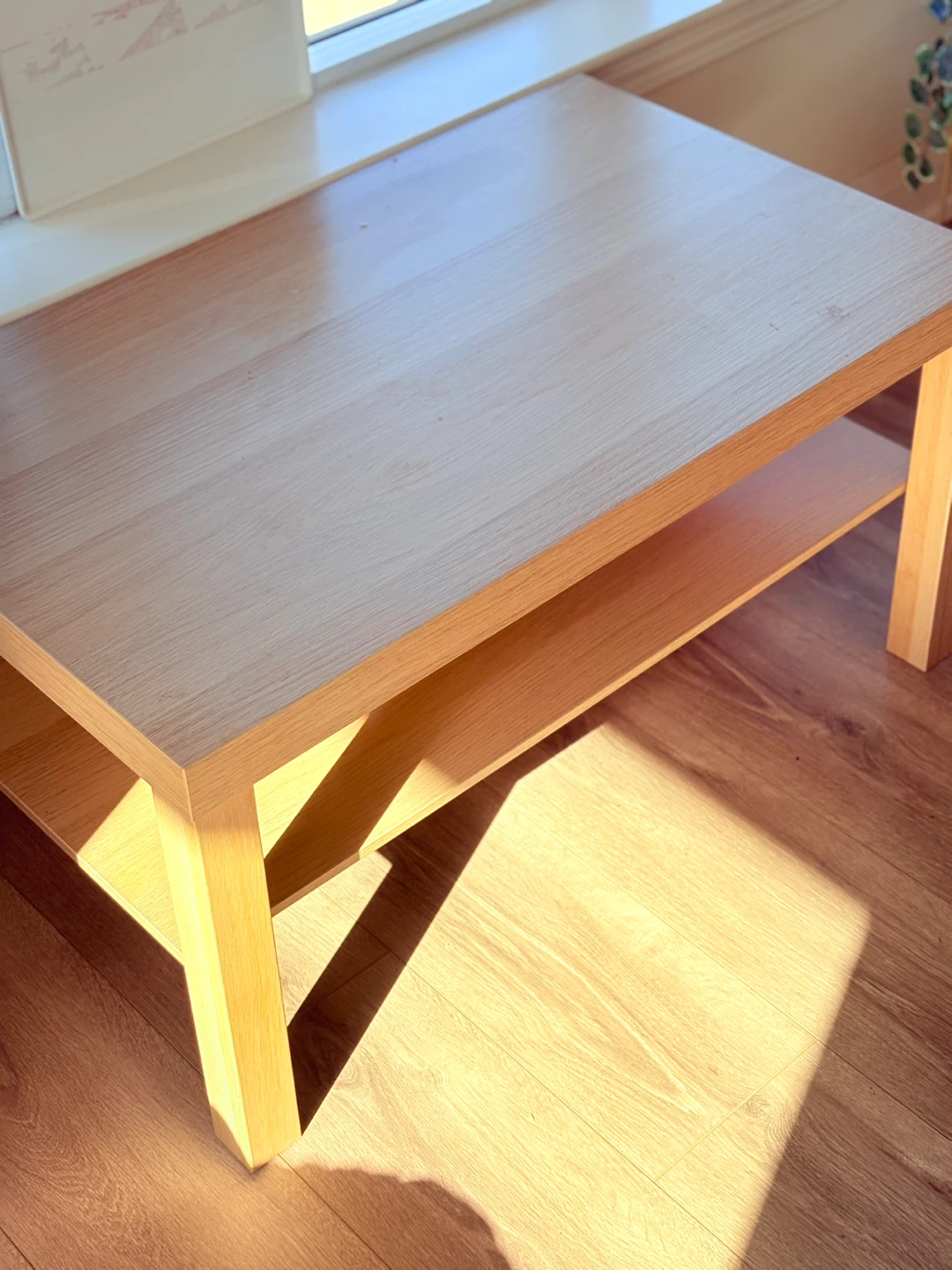 Light Wood Coffee Table with Shelf - photo 3