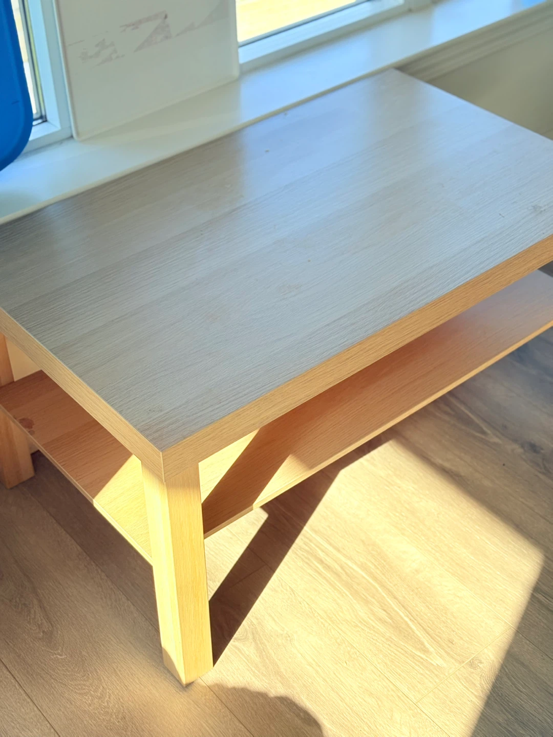 Light Wood Coffee Table with Shelf - photo 2