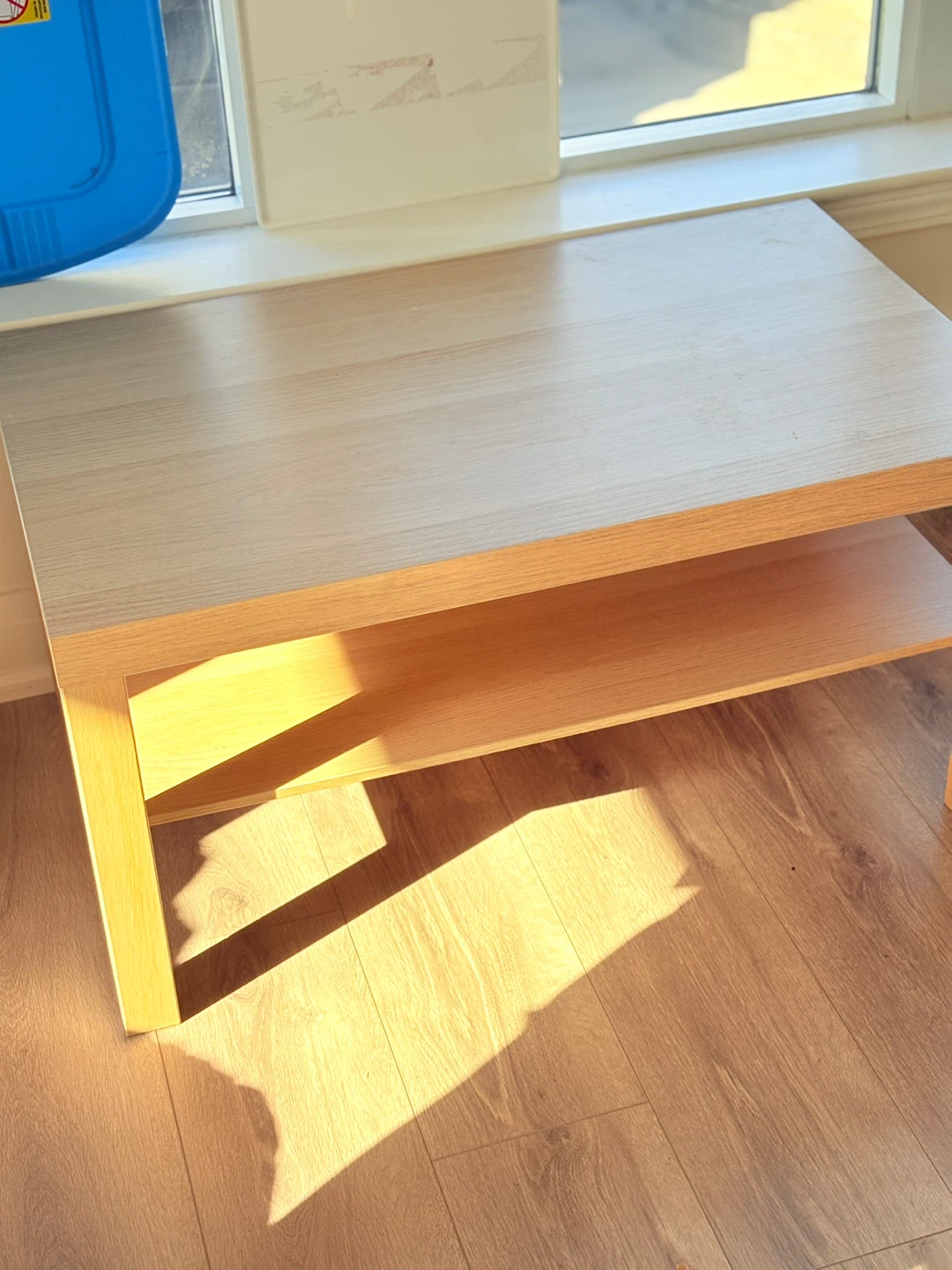 Light Wood Coffee Table with Shelf