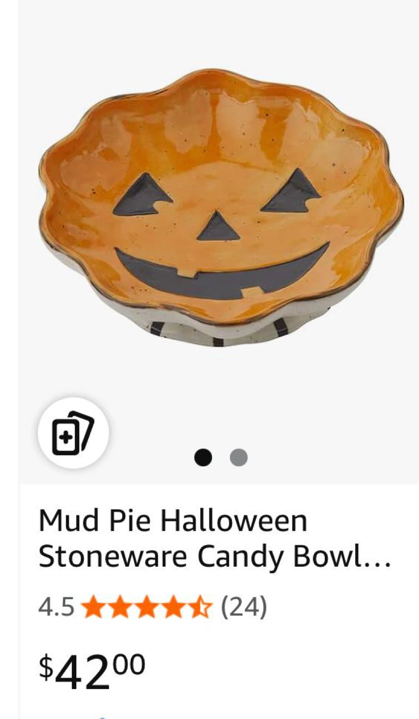 Mud Pie Halloween Stoneware Candy Bowl