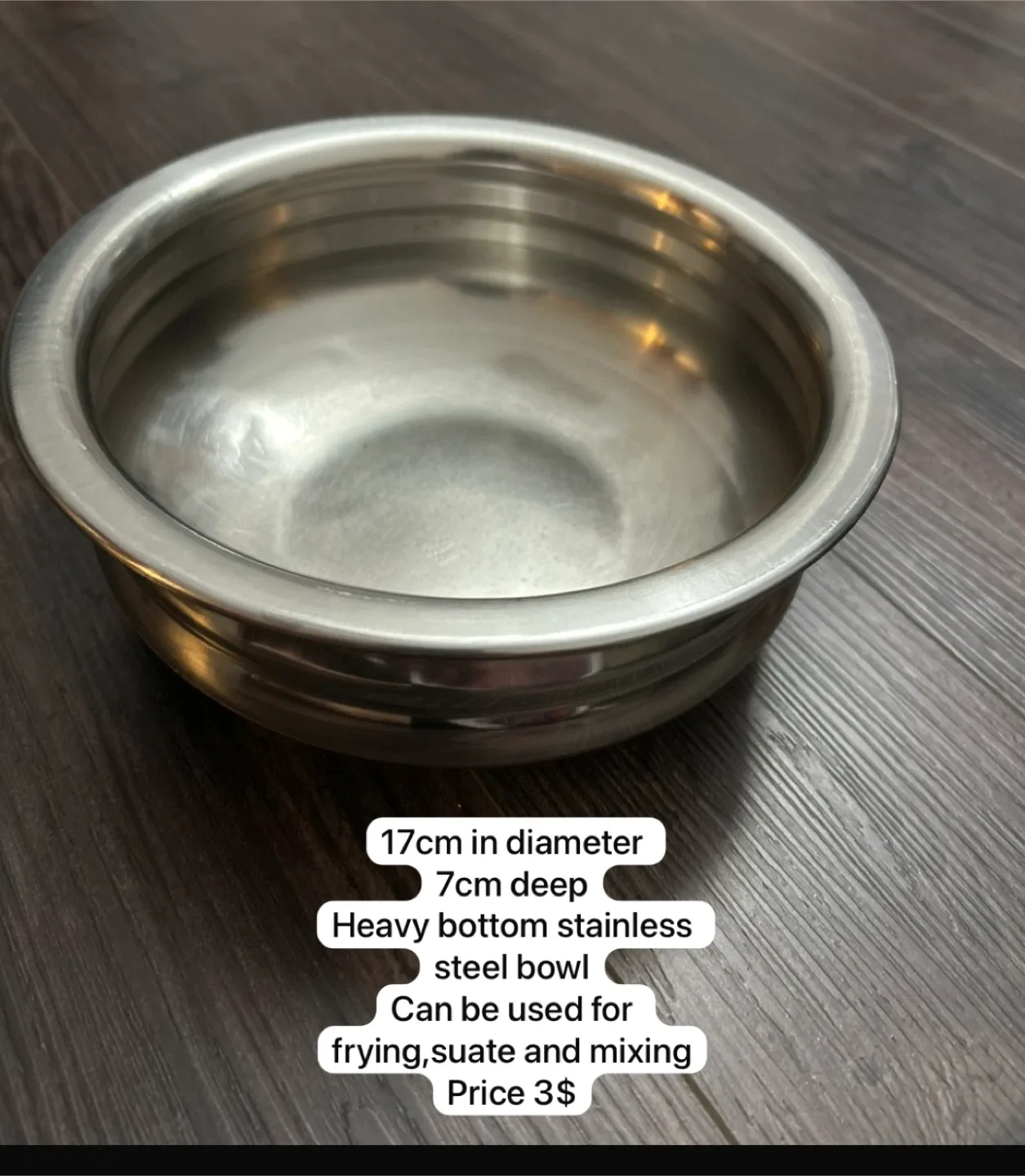 Stainless Steel Bowl - 17cm Diameter thumbnail