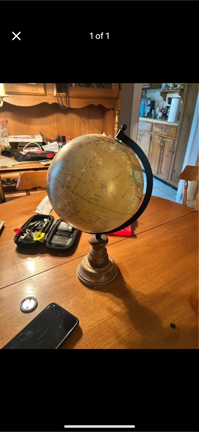 Vintage Globe on Wooden Stand