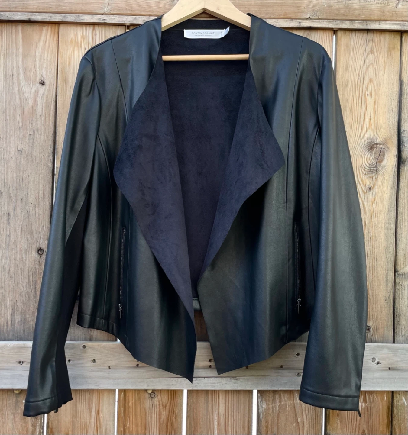 Contemporaine Black Faux Leather Jacket