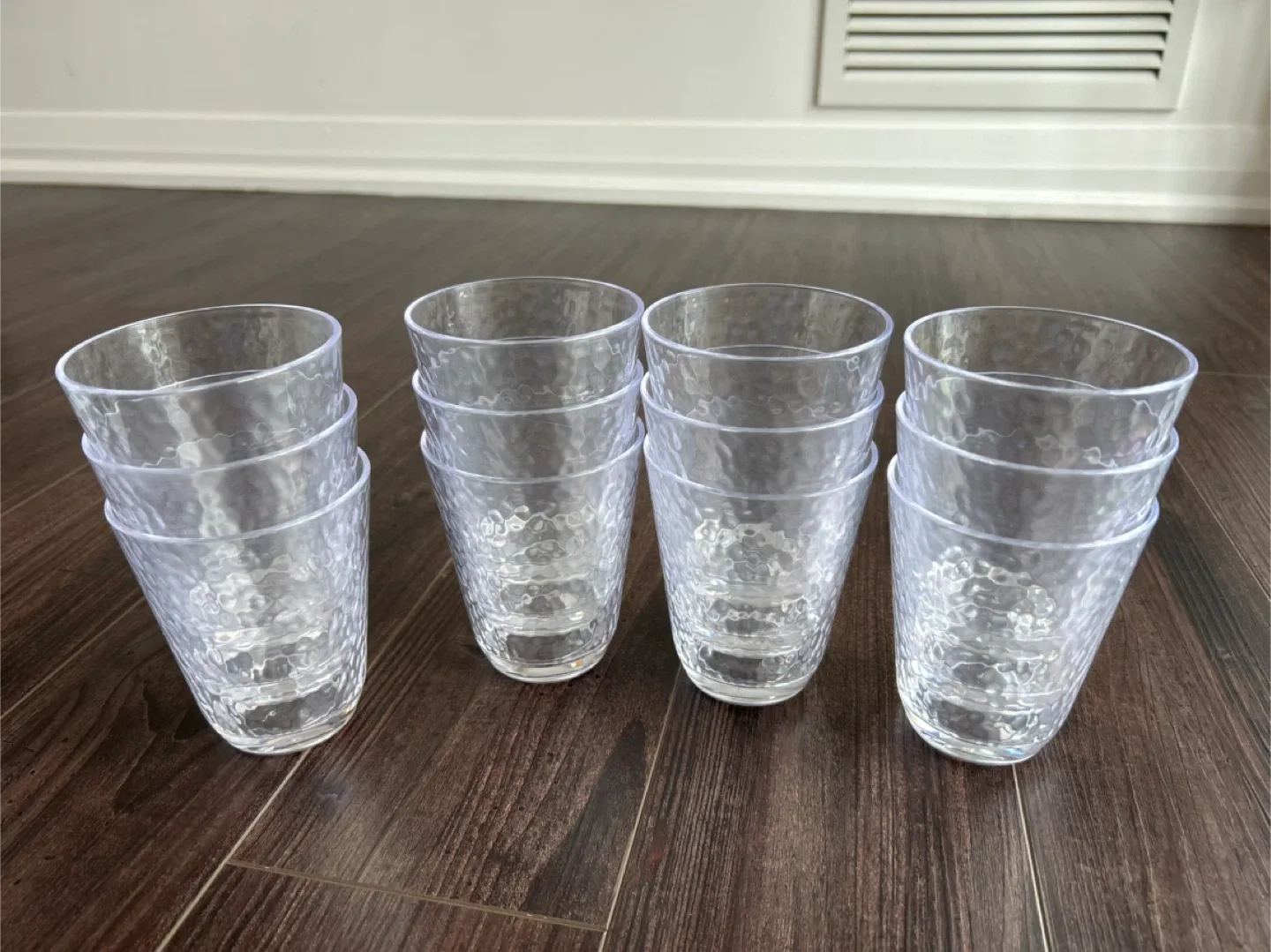 Set of 12 Textured Clear Plastic Drinking Glasses thumbnail