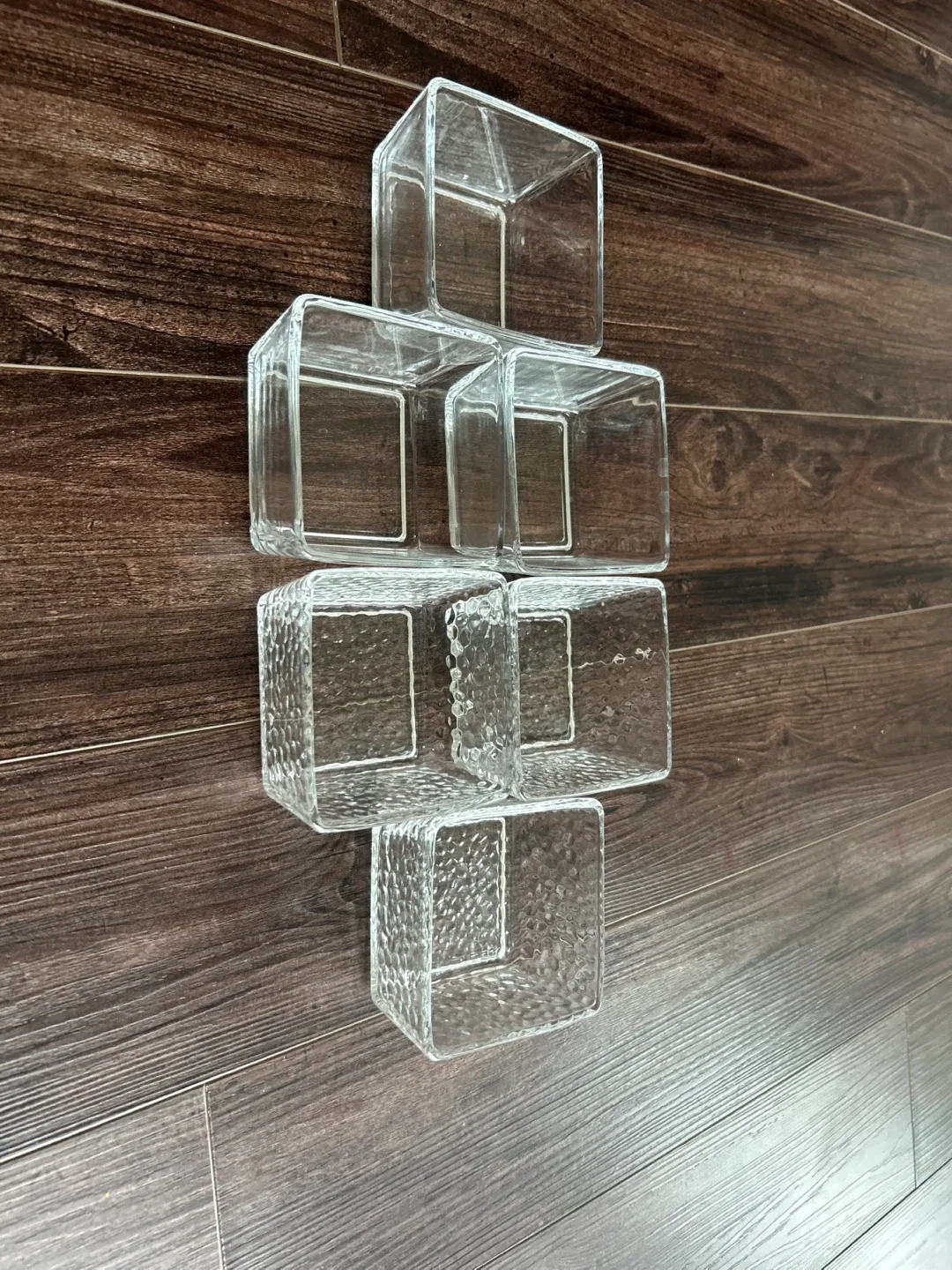 Set of 6 Clear Glass Cube Bowls thumbnail