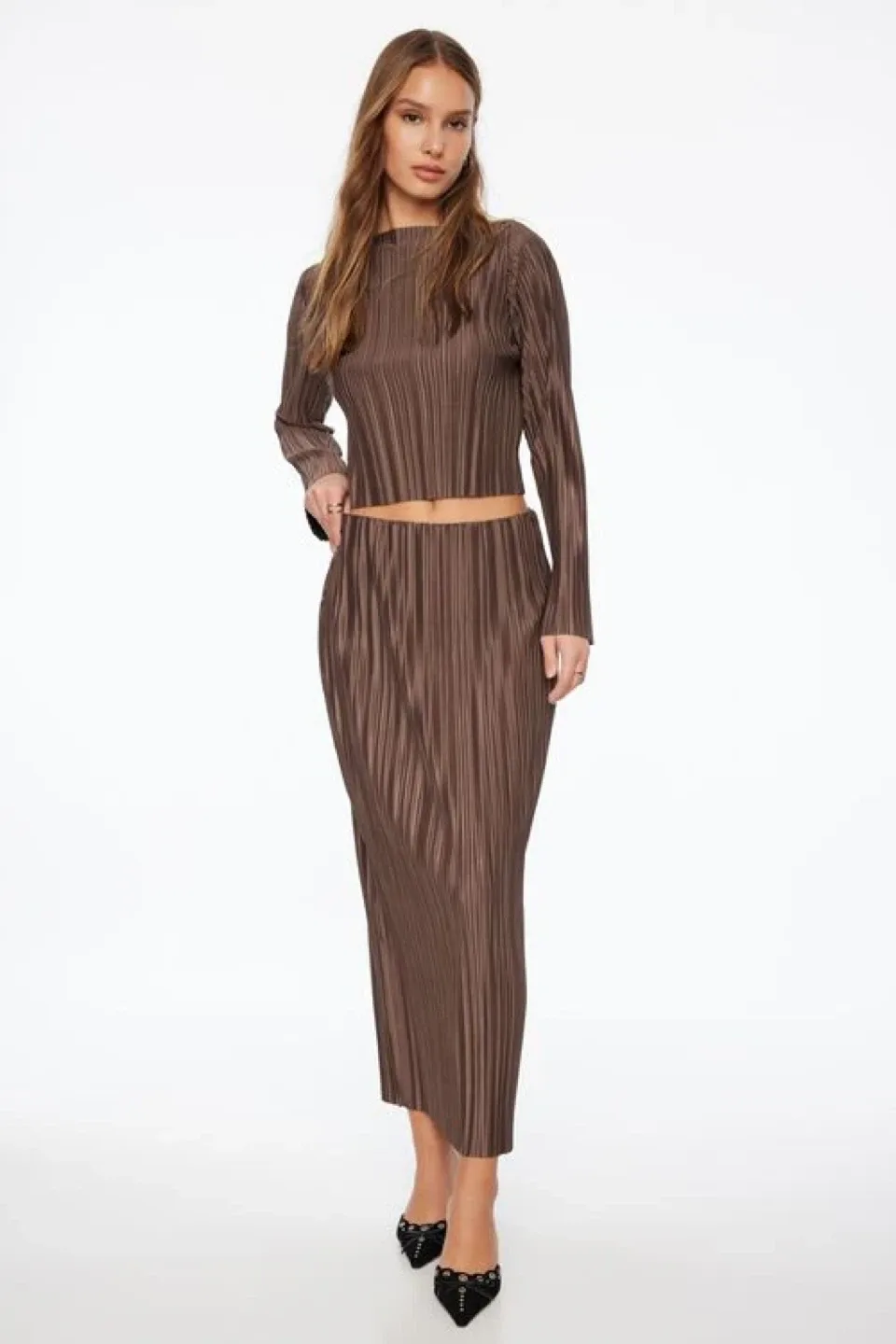 New dynamite plissé column maxi skirt size XS thumbnail