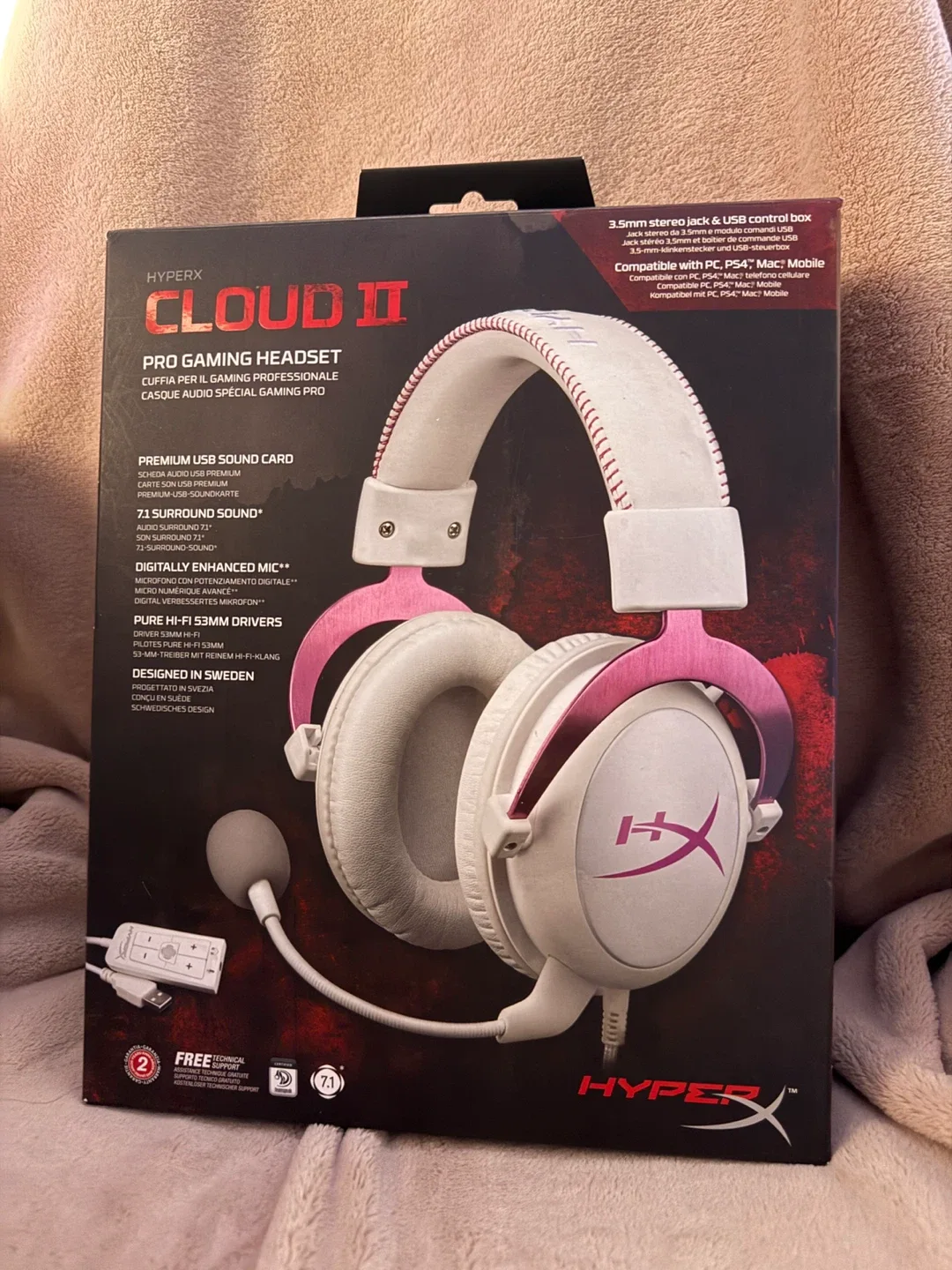 HyperX Cloud II Gaming Headset - White/Pink thumbnail