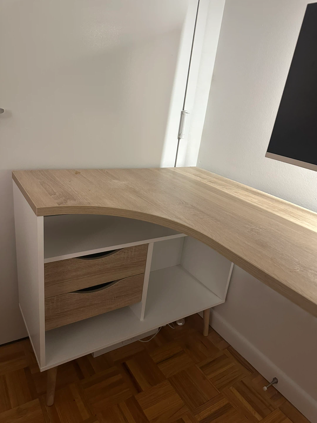 L-Shape Corner Desk - White & Oak - photo 4