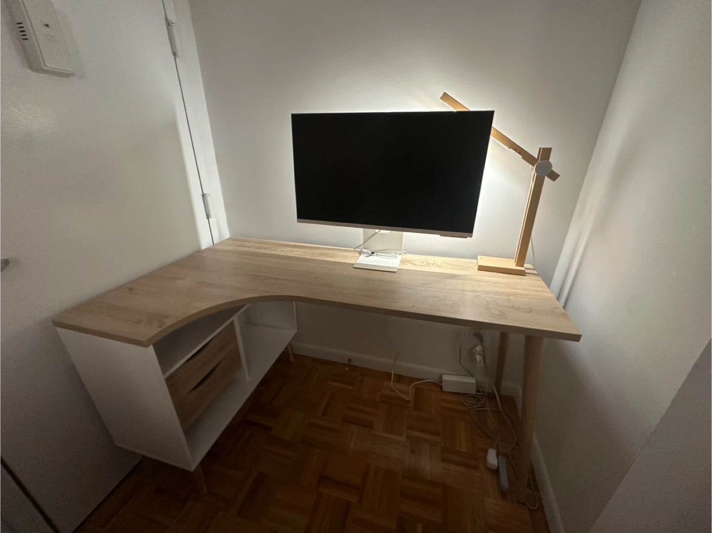 L-Shape Corner Desk - White & Oak - photo 3