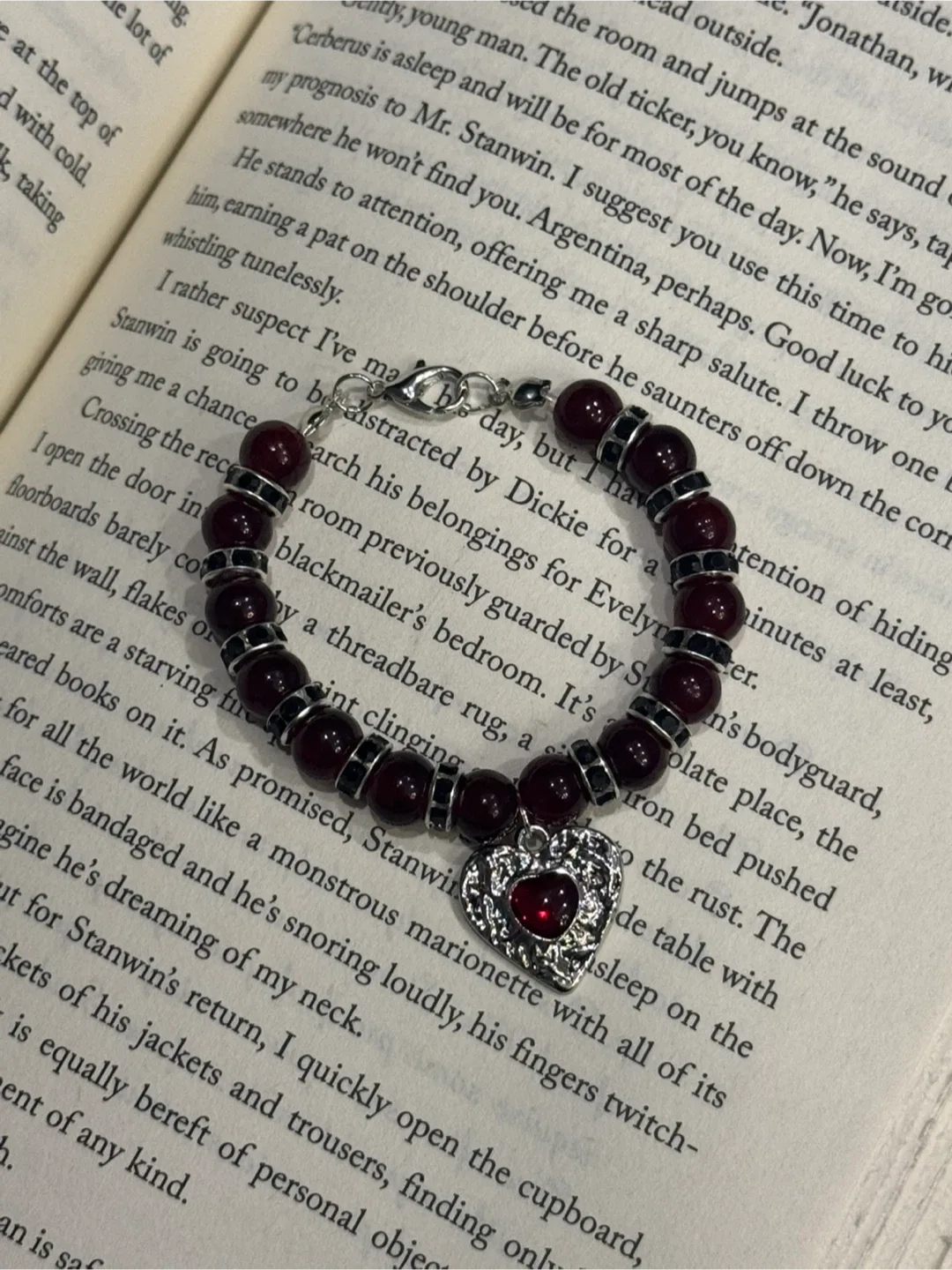 Red Bead Bracelet with Heart Charm thumbnail