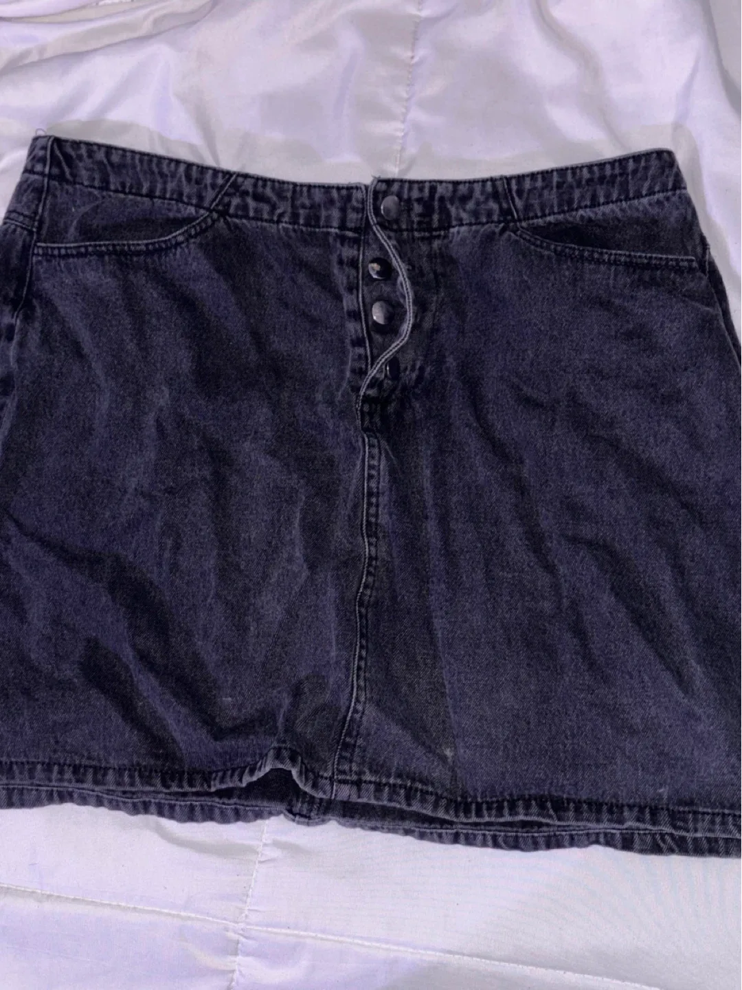 Black Denim Mini Skirt image indicator(2)