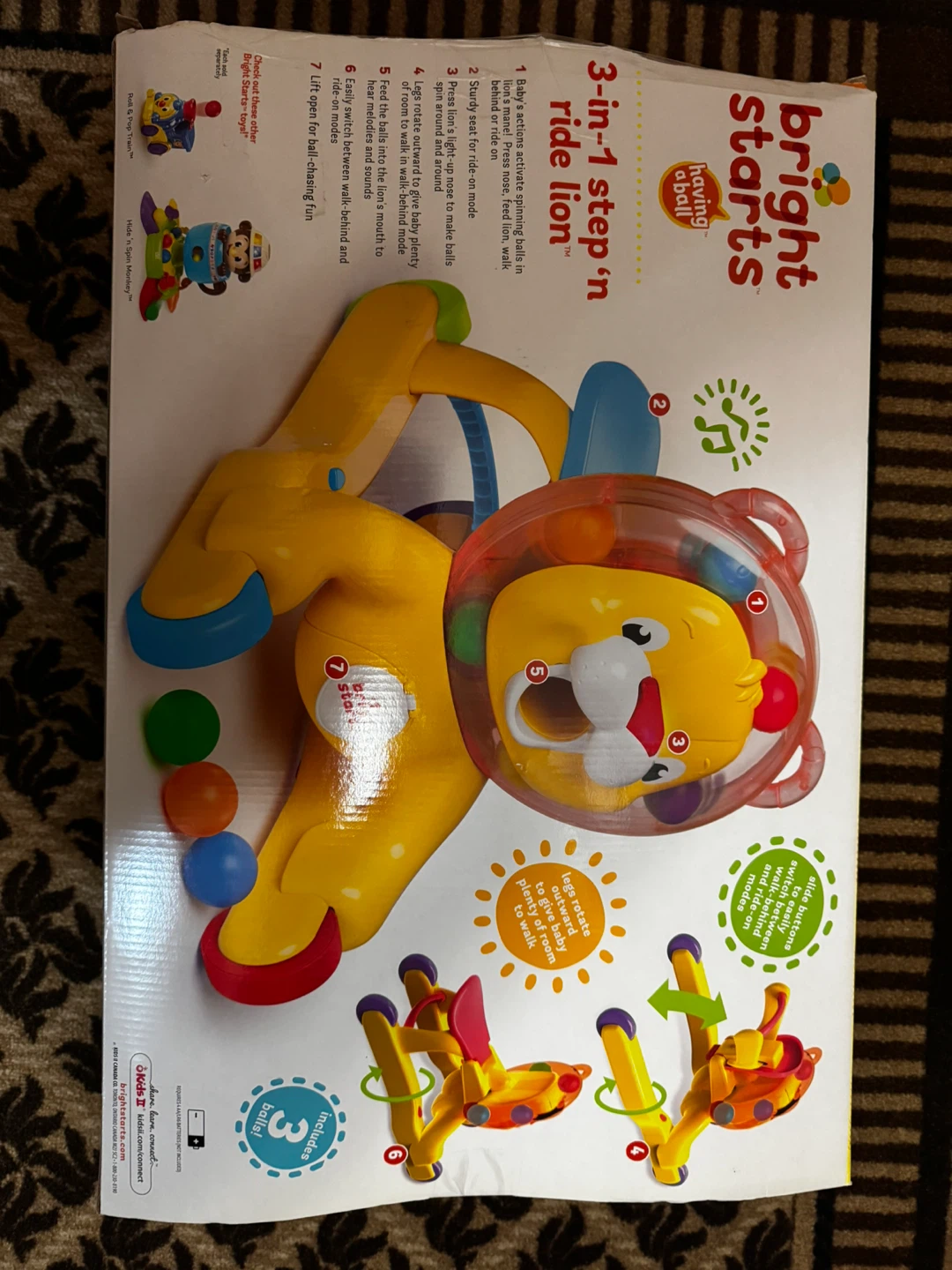 Bright Starts 3-in-1 Step 'n Ride Lion - 6m+ - photo 2