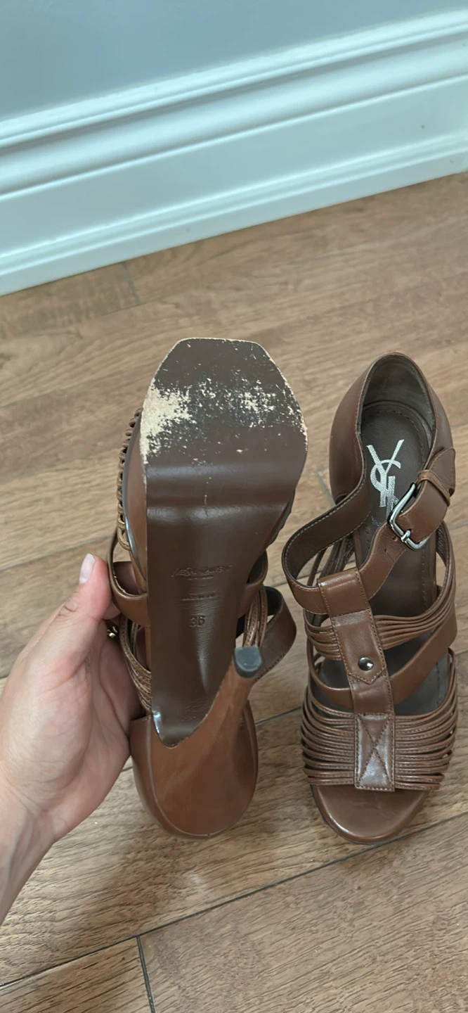 Yves Saint Laurent Brown Leather Heels - Size 36 - photo 2