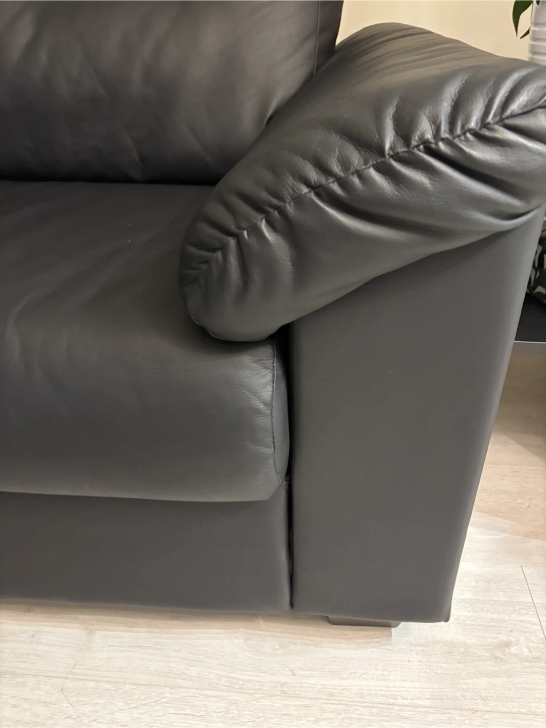 IKEA Black Faux Leather Sofa - photo 2
