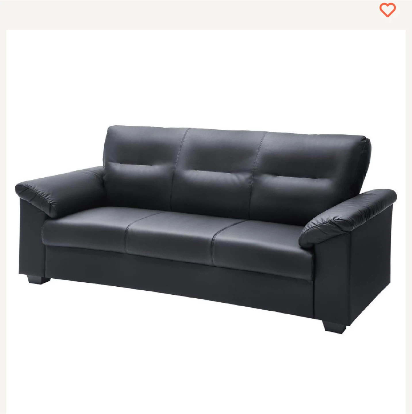 IKEA Black Faux Leather Sofa