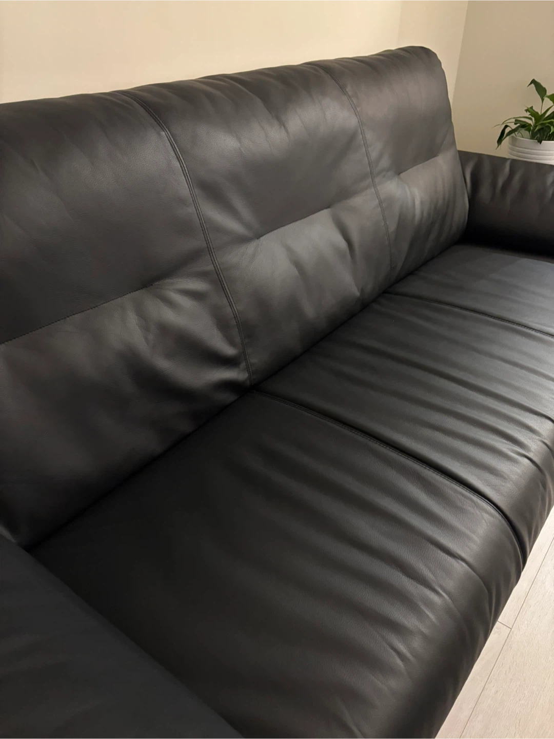 IKEA Black Faux Leather Sofa - photo 3