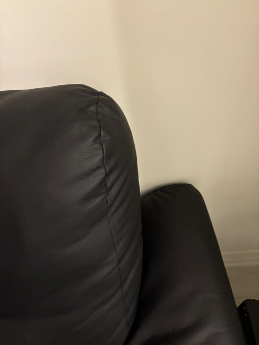 IKEA Black Faux Leather Sofa - photo 4