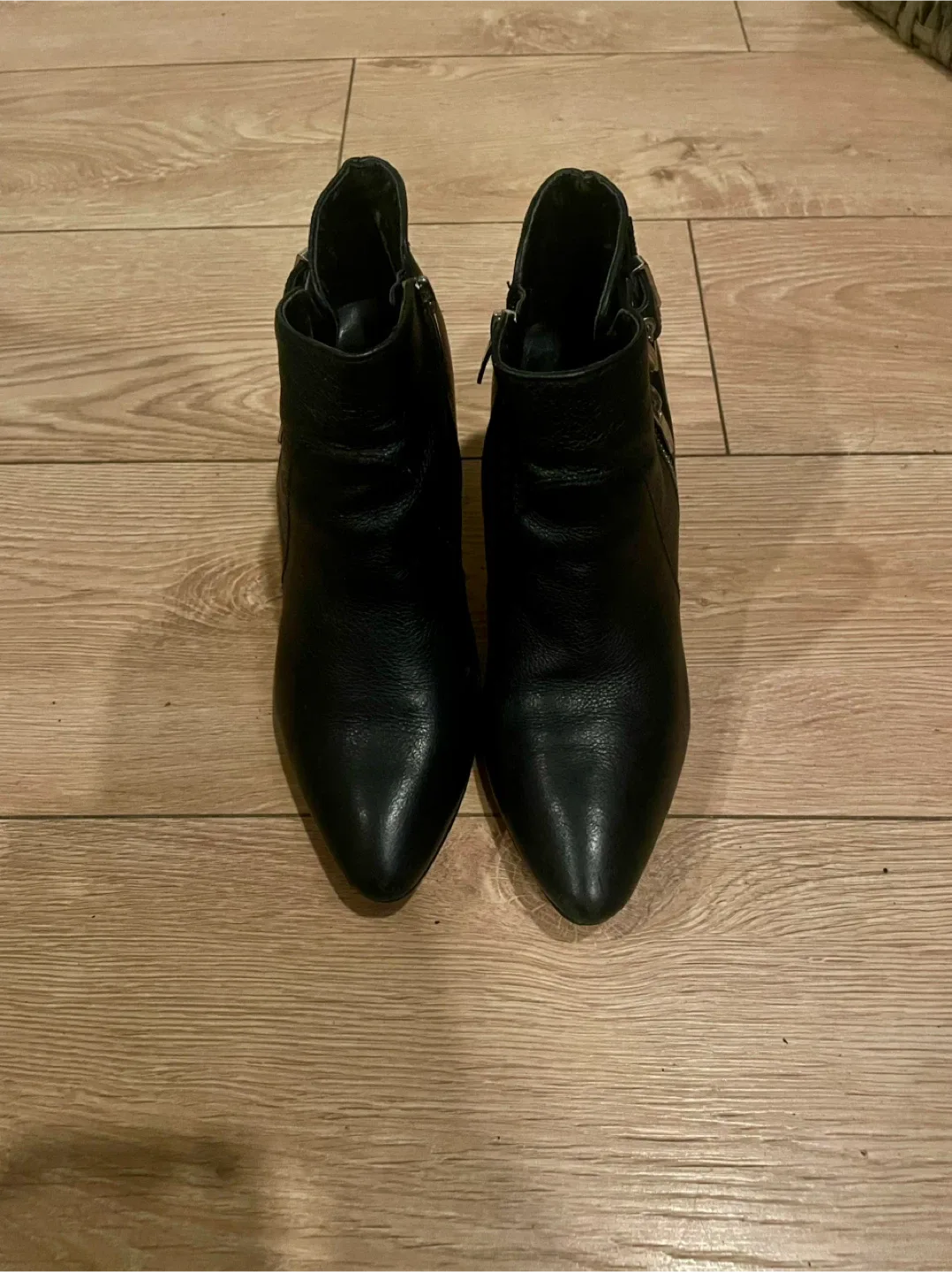 Marc Fisher Black Leather Heeled Booties image indicator(6)