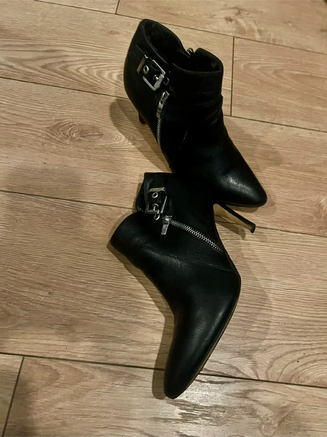 Marc Fisher Black Leather Heeled Booties image indicator(4)