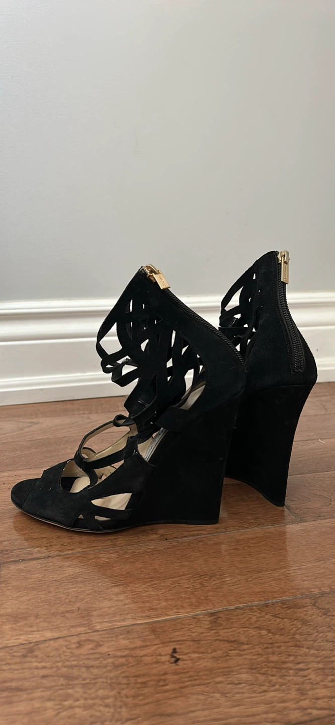 Jimmy Choo Black Wedge Heels - Size 6.5 - photo 2
