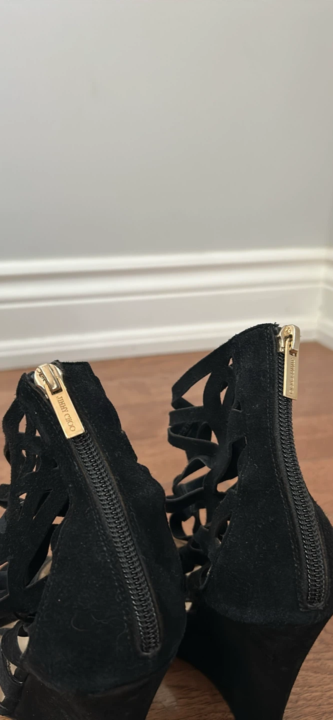 Jimmy Choo Black Wedge Heels - Size 6.5 - photo 3