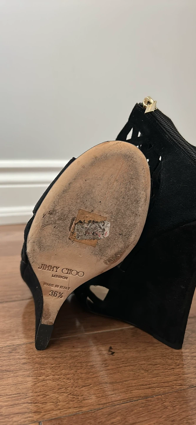 Jimmy Choo Black Wedge Heels - Size 6.5 - photo 4