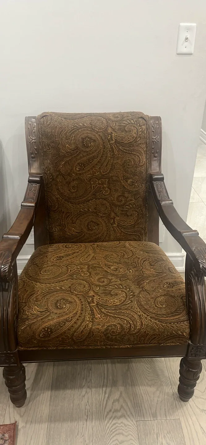 Upholstered Armchair - Brown Patterned Fabric image indicator(2)