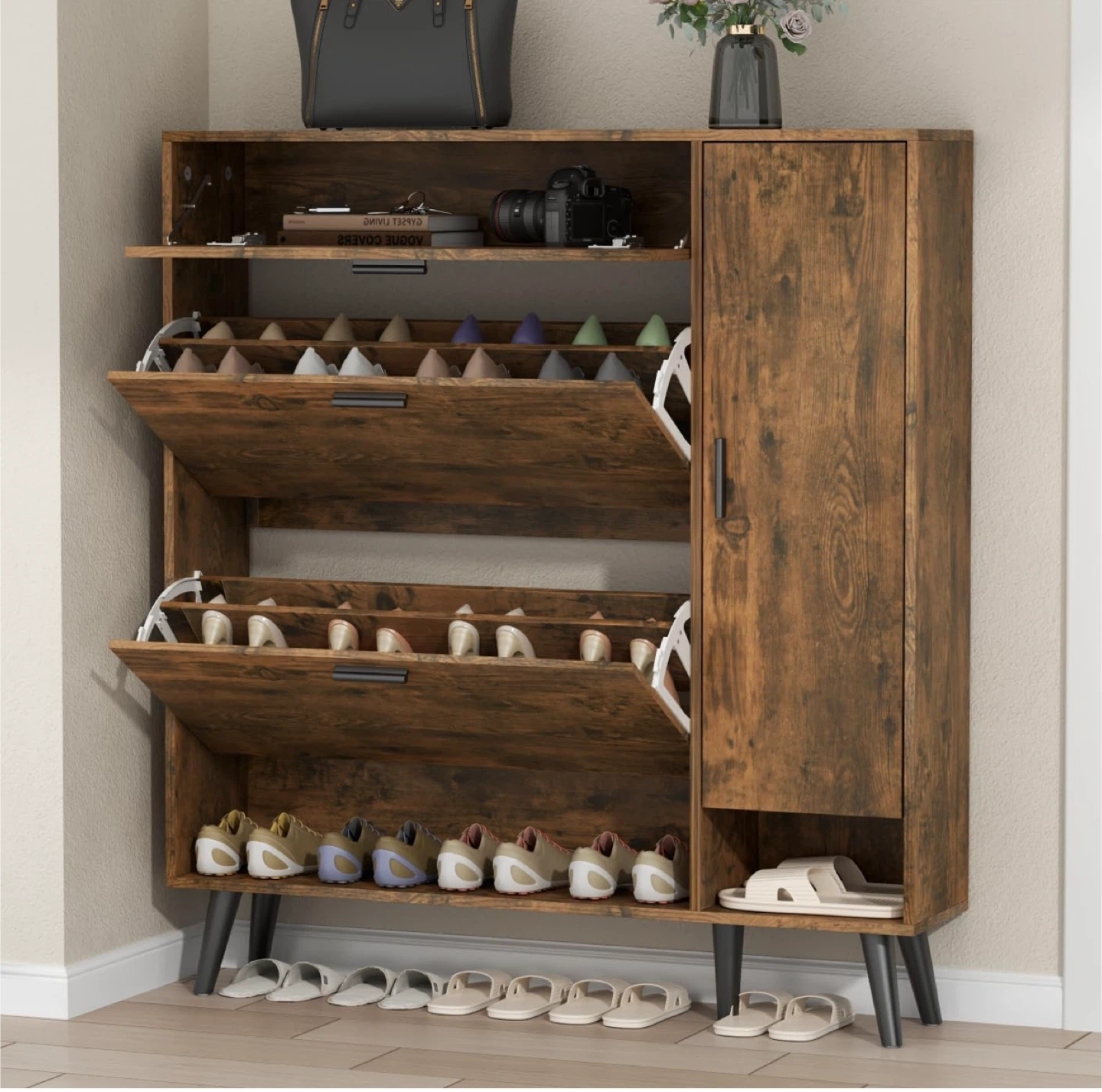 Wooden Shoe Cabinet Organizer - photo 4