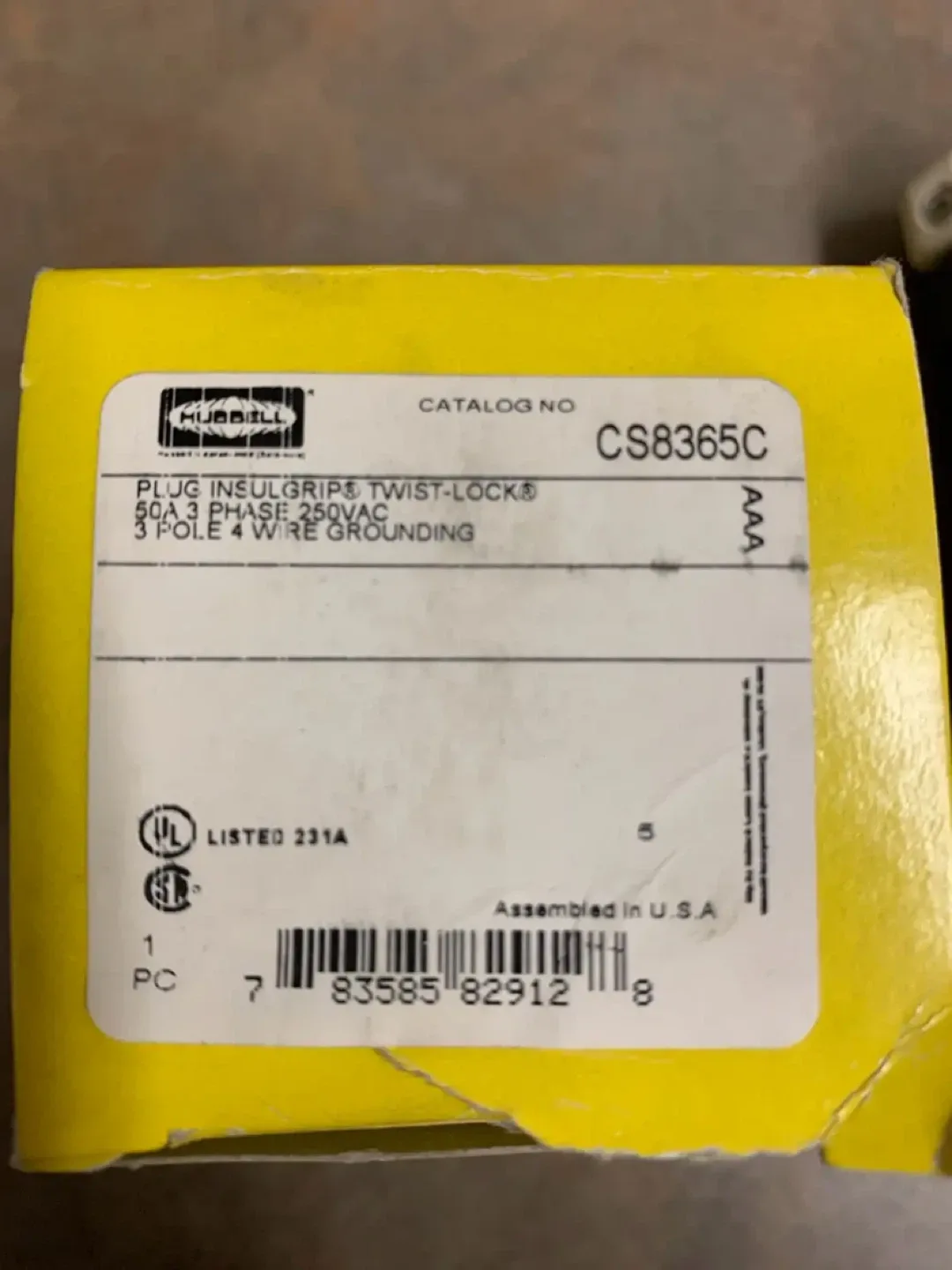 Hubbell CS8365C 50Amp Twistlock 3PH, 250VAC, 4 Wire Plug image indicator(6)