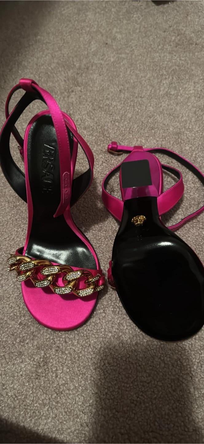 Versace Pink Chain Heels, Size 6 - photo 3